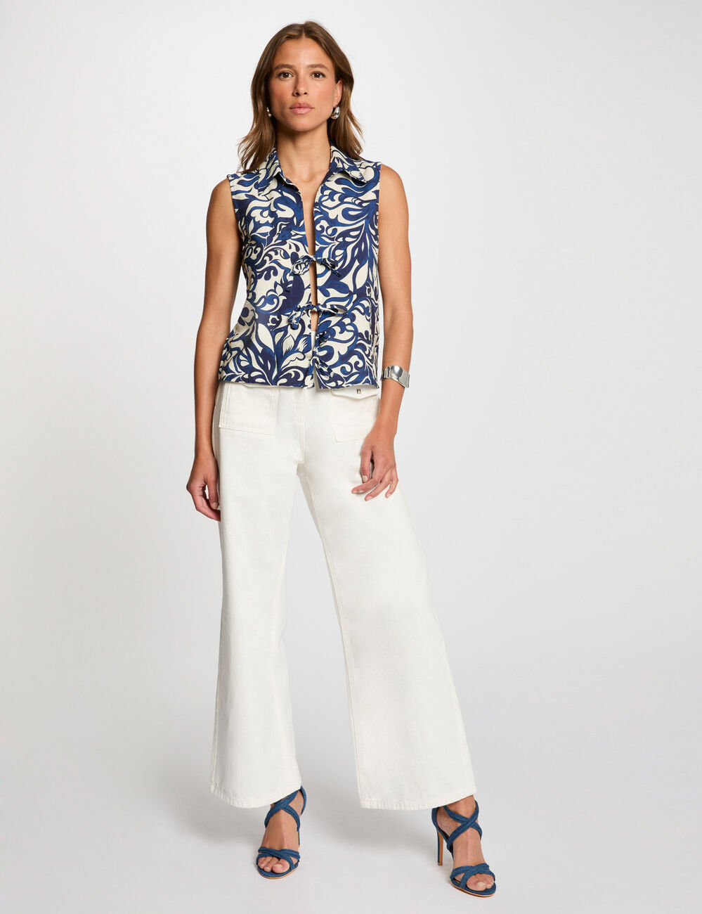 Chemise sans manches imprim&eacute;e multicolore femme