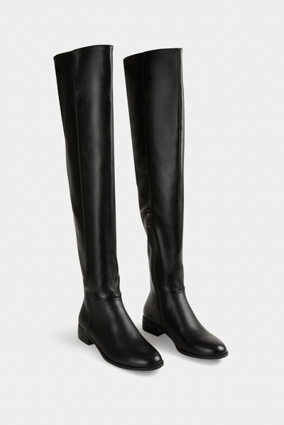 Bottes cuissardes zippées noir femme
