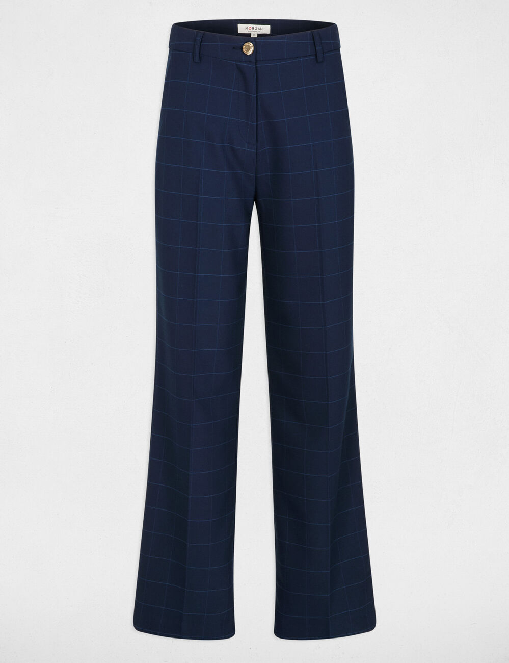 Pantalon taille haute bleu marine femme