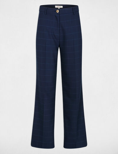 Pantalon taille haute bleu marine femme