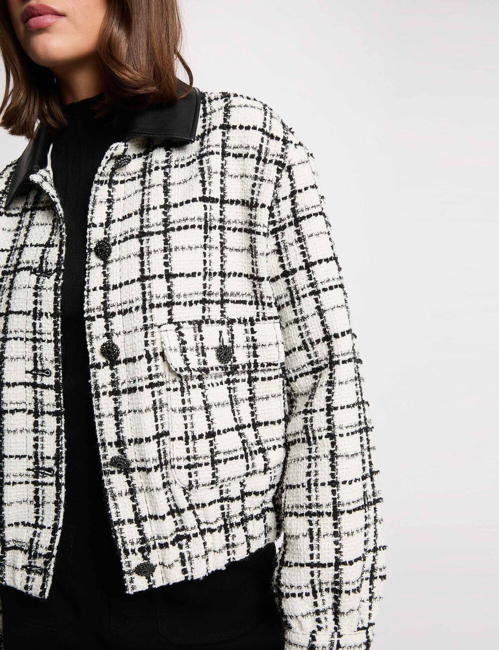 Veste oversize tweed multicolore femme