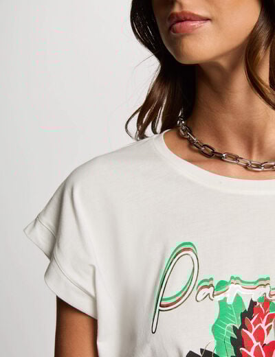 T-shirt à inscription blanc femme
