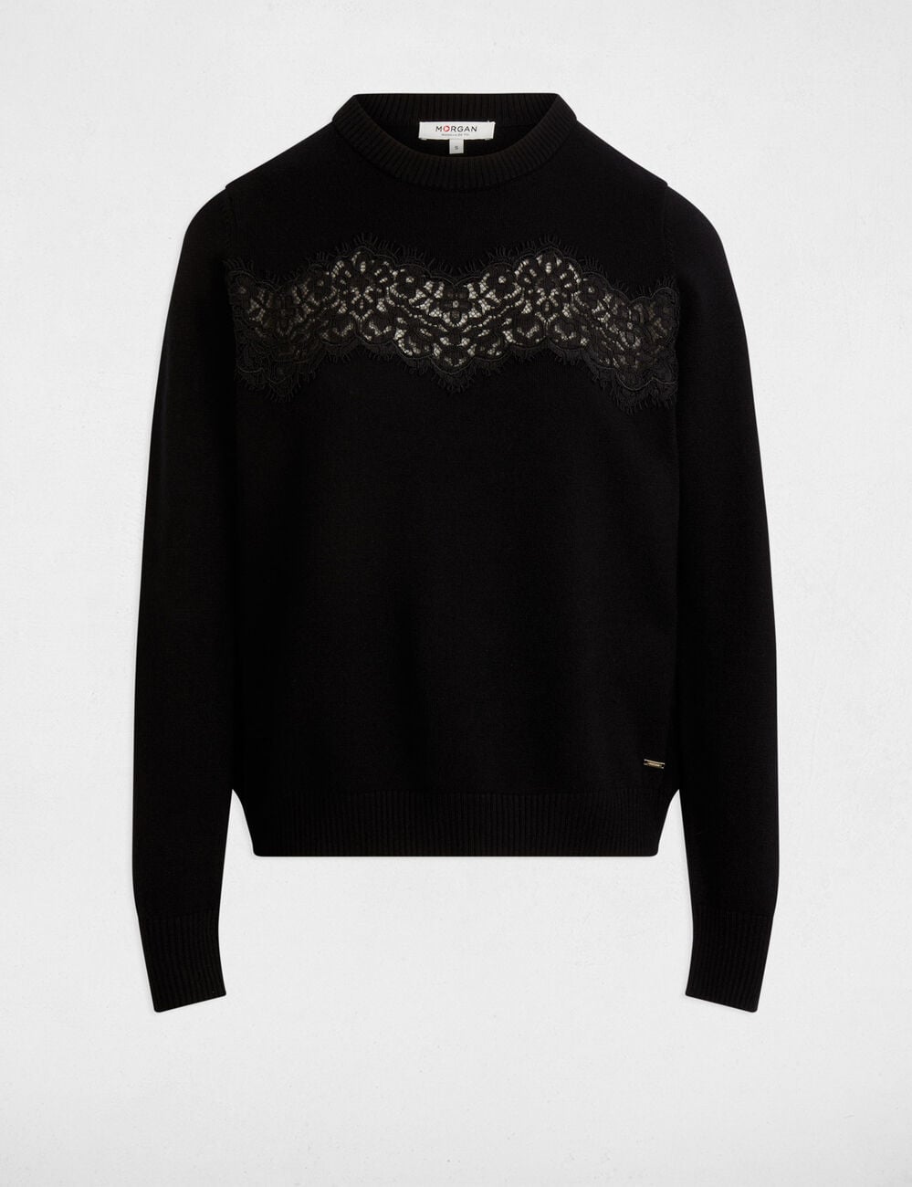Pull col rond noir femme