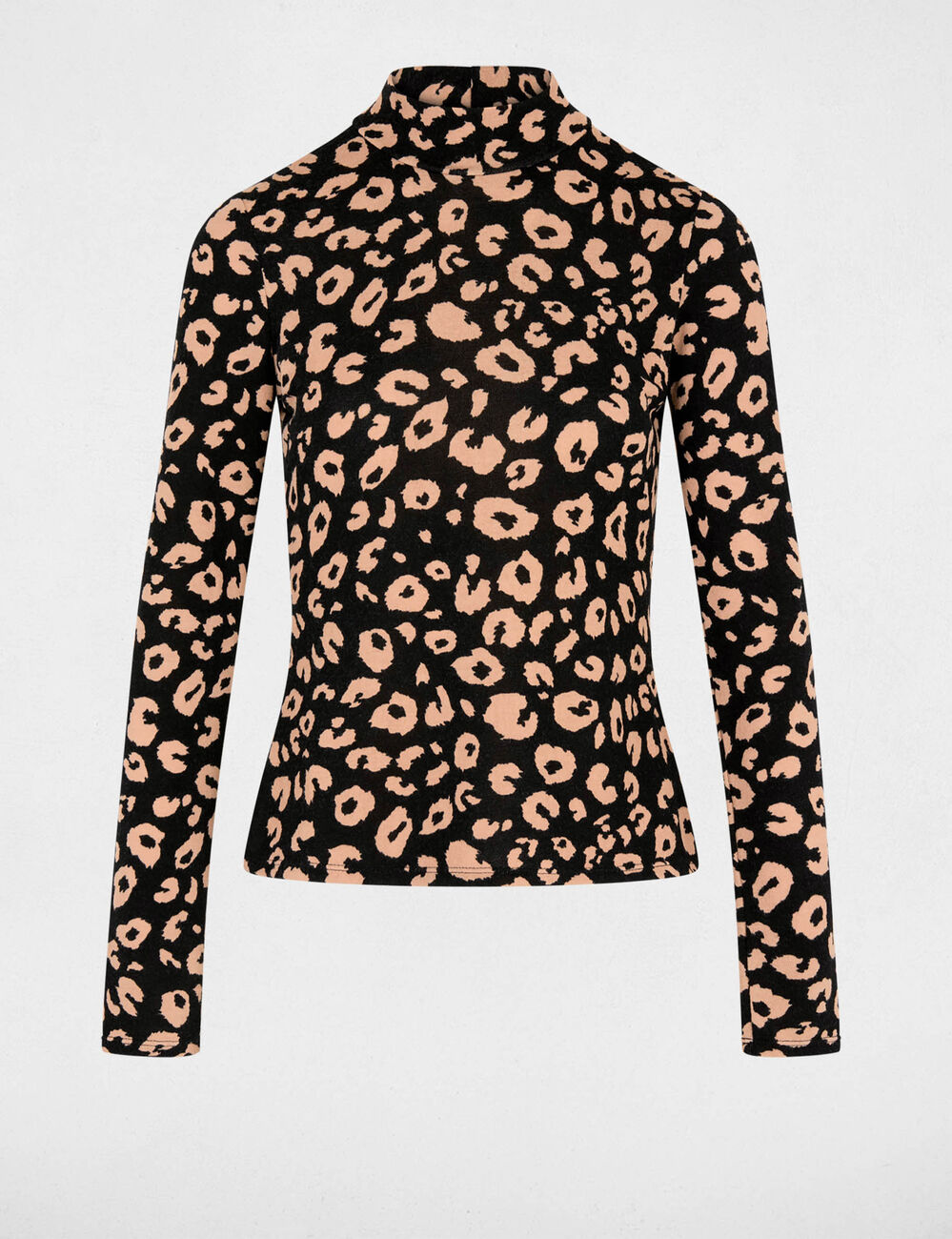 T-shirt cintr&eacute; col montant noir femme
