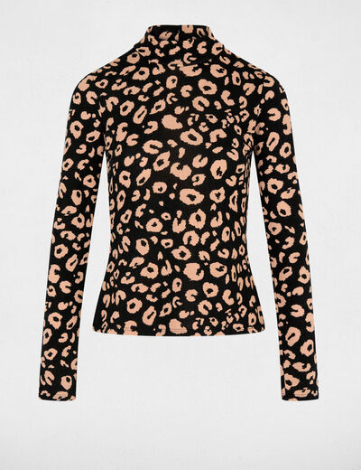 T-shirt cintr&eacute; col montant noir femme