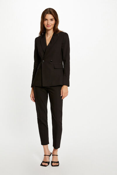 Veste cintrée liserés métallisés noir femme