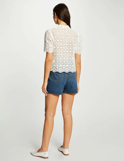 Chemise broderie anglaise ecru femme