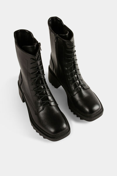 Bottines crantées à talons noir femme