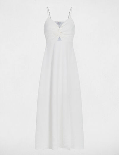 Robe longue col v blanc femme