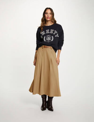 Jupe &eacute;vas&eacute;e taille haute beige femme
