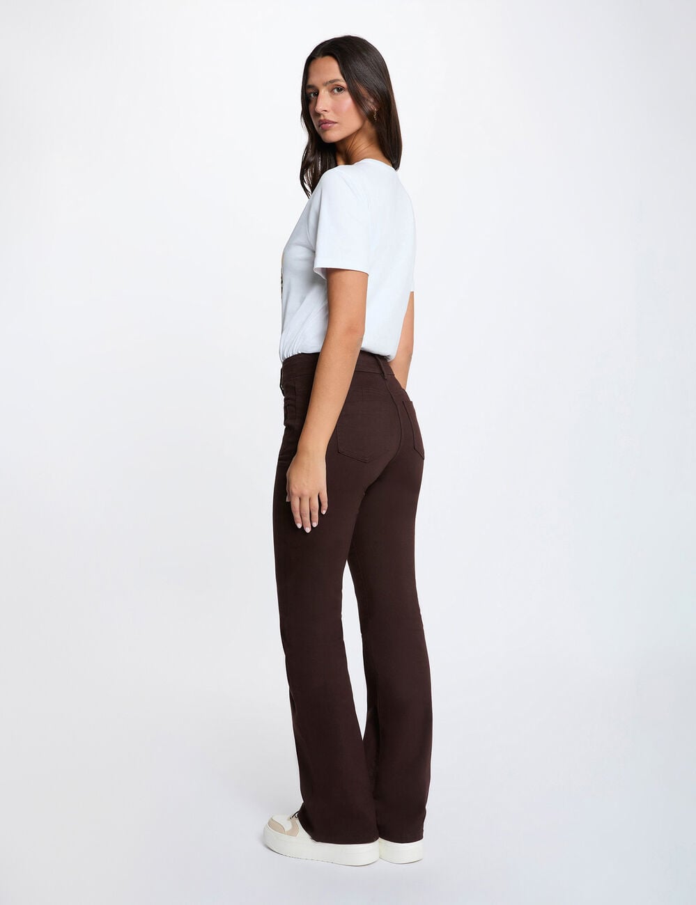 Pantalon bootcut marron fonc&eacute; femme