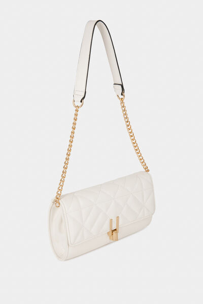 Sac pochette aspect matelassé blanc femme