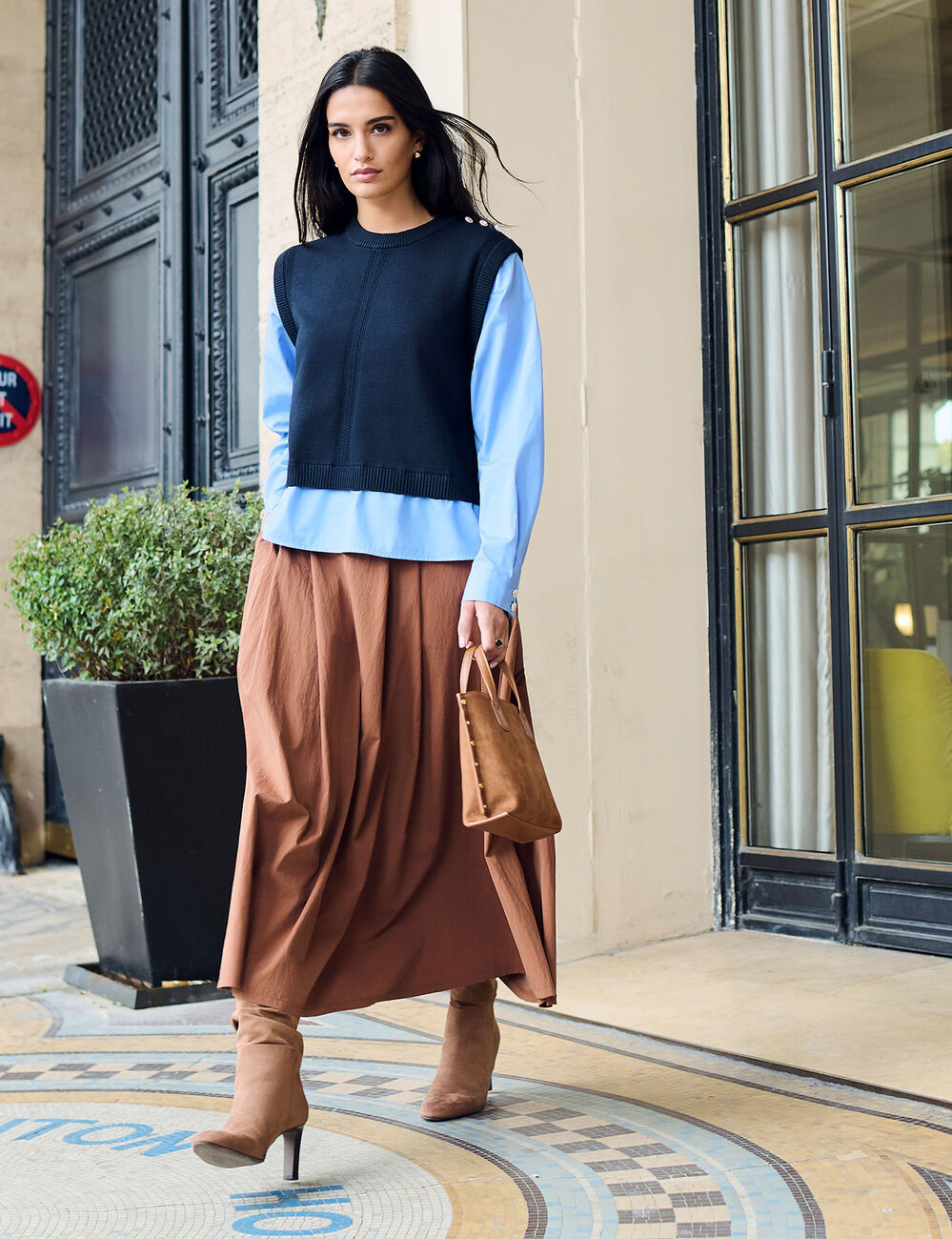 Jupe plissée midi mini monogramme - Femme BALMAIN