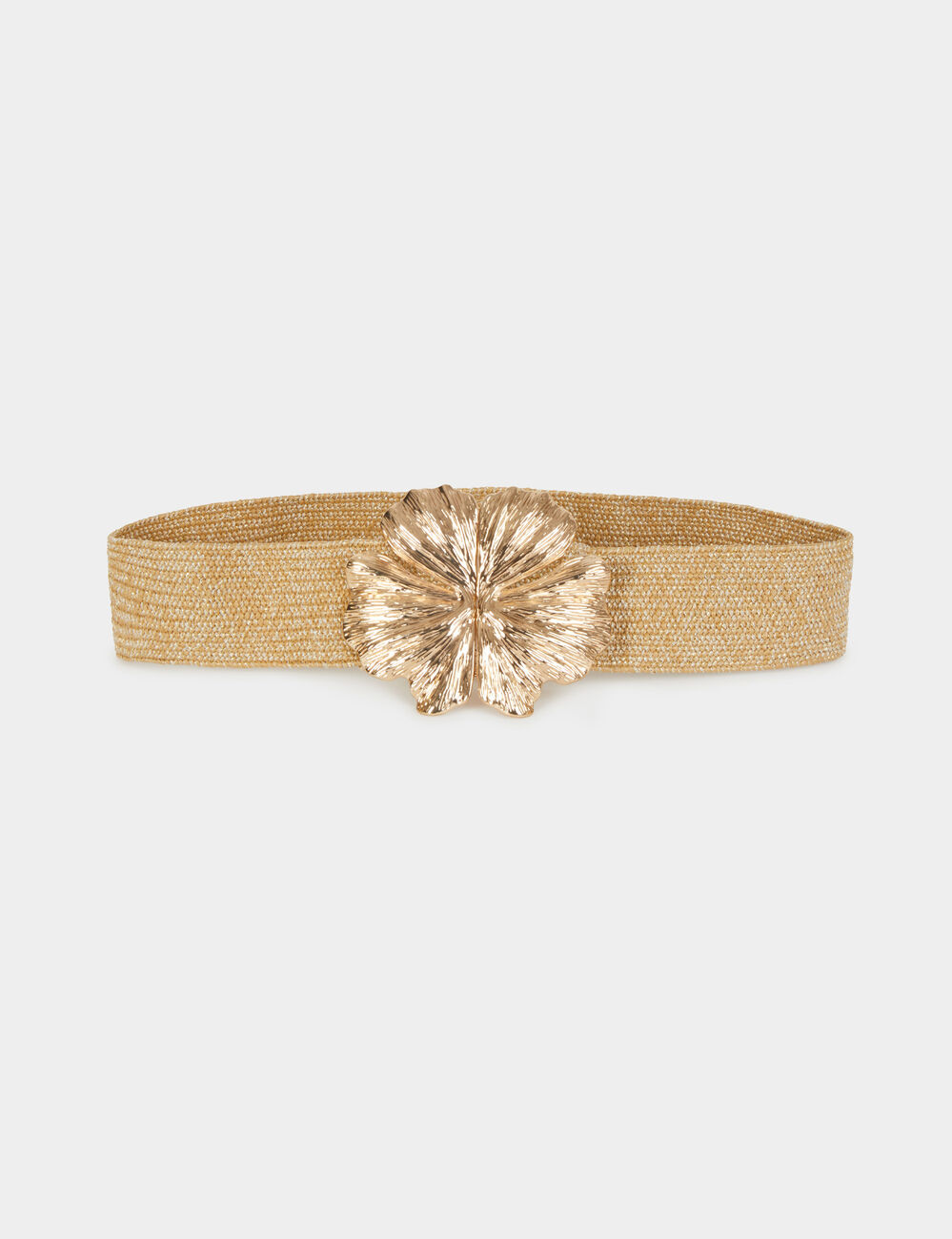 Ceinture large m&eacute;tallis&eacute;e jaune or femme