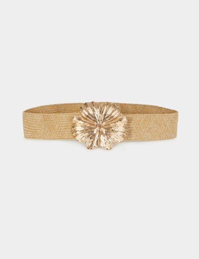 Ceinture large m&eacute;tallis&eacute;e jaune or femme