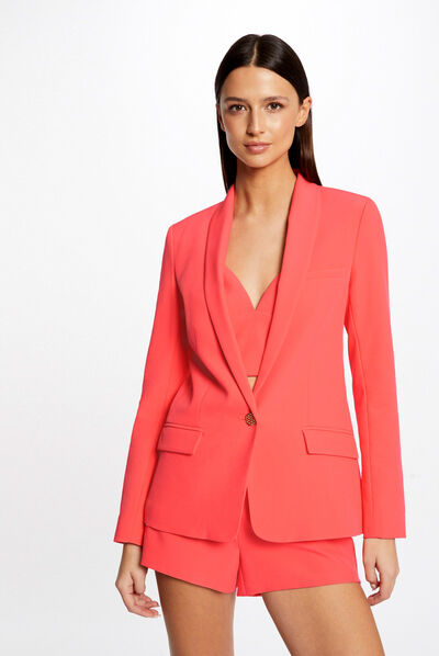 Veste cintrée boutonnée orange femme