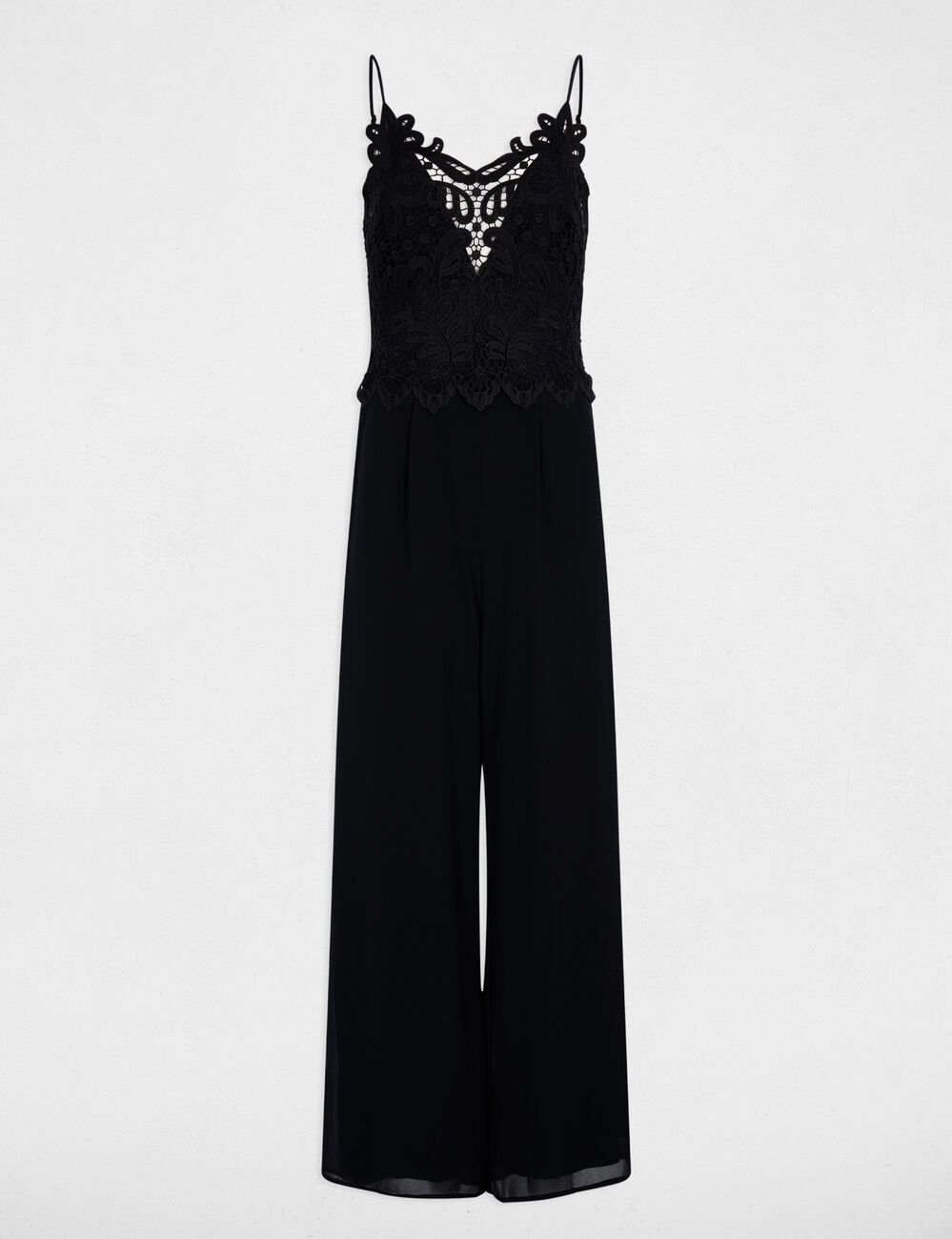 Combinaison dentelle col v noir femme