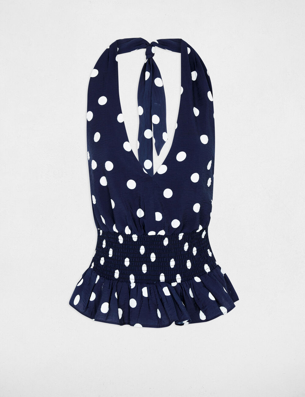 Top sans manches col v bleu marine femme