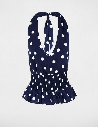 Top sans manches col v bleu marine femme