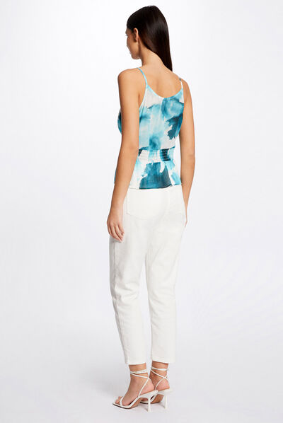 Blouse bretelles fines imprimé abstrait multico femme