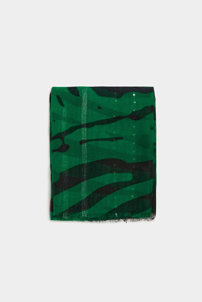 Foulard imprimé zèbre vert femme