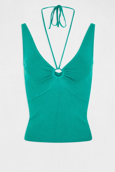 Pull débardeur avec dos nu vert moyen femme