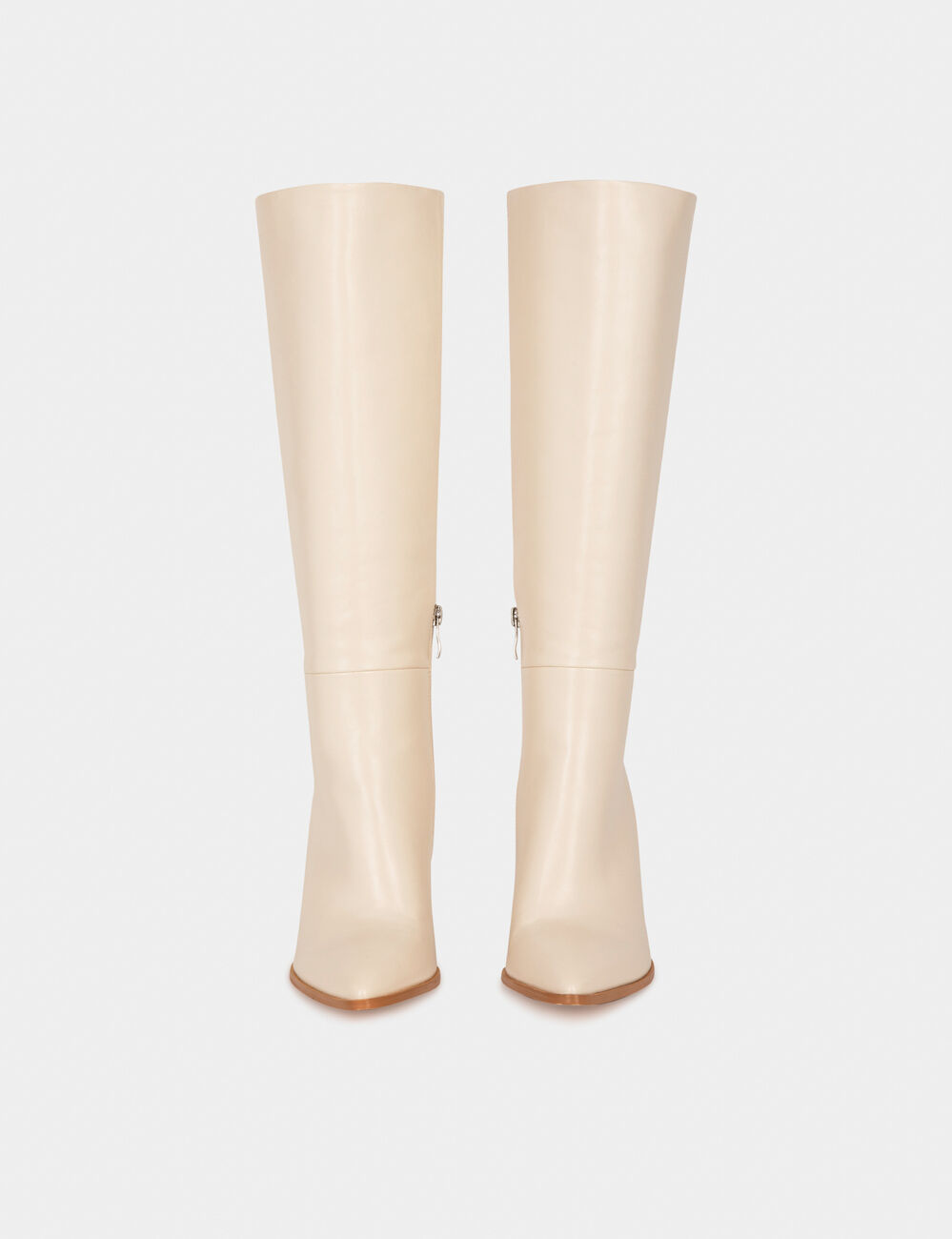 Bottes à talons et bouts pointus ivoire femme