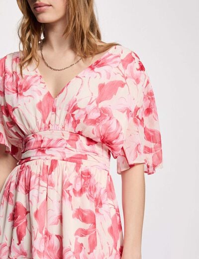 Robe cache-coeur manches volant&eacute;es multicolore femme