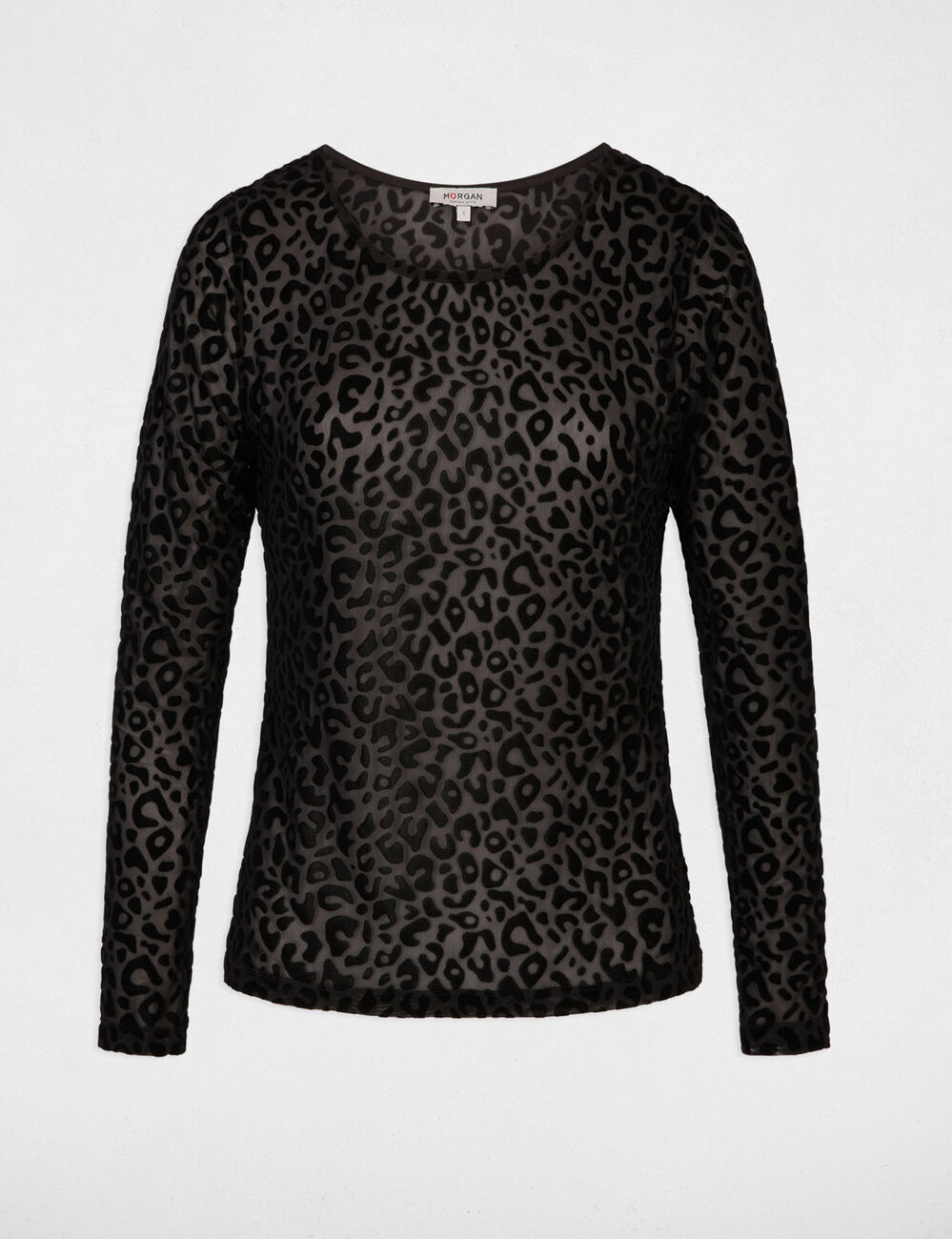 T-shirt cintr&eacute; col rond noir femme