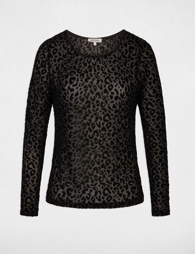 T-shirt cintr&eacute; col rond noir femme