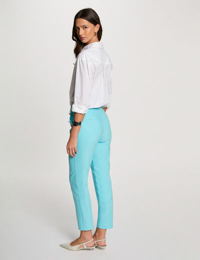 Pantalon cigarette 7/8ème bleu ciel femme