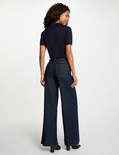 Pull col polo bleu marine femme