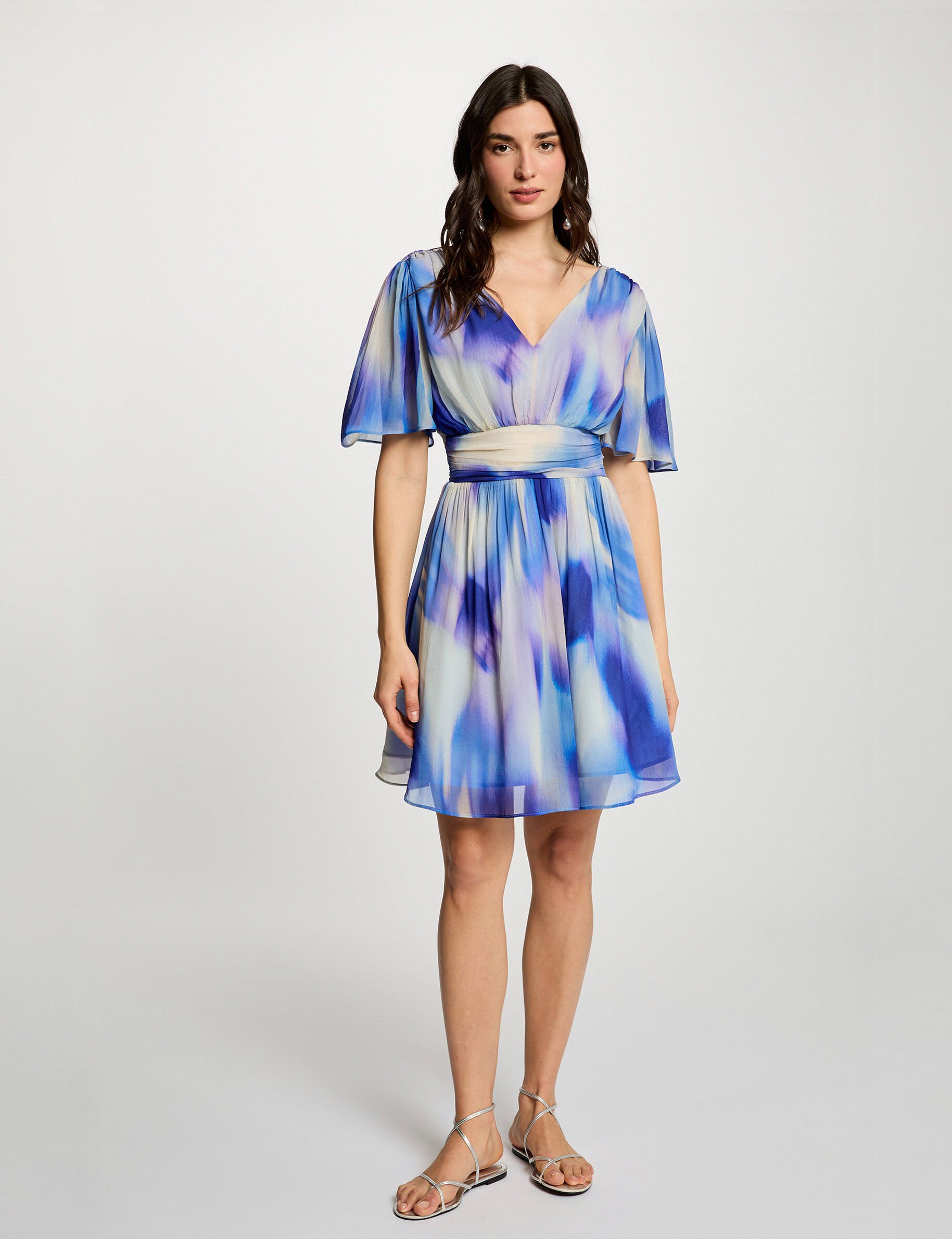 Robe courte col v femme - vue 1