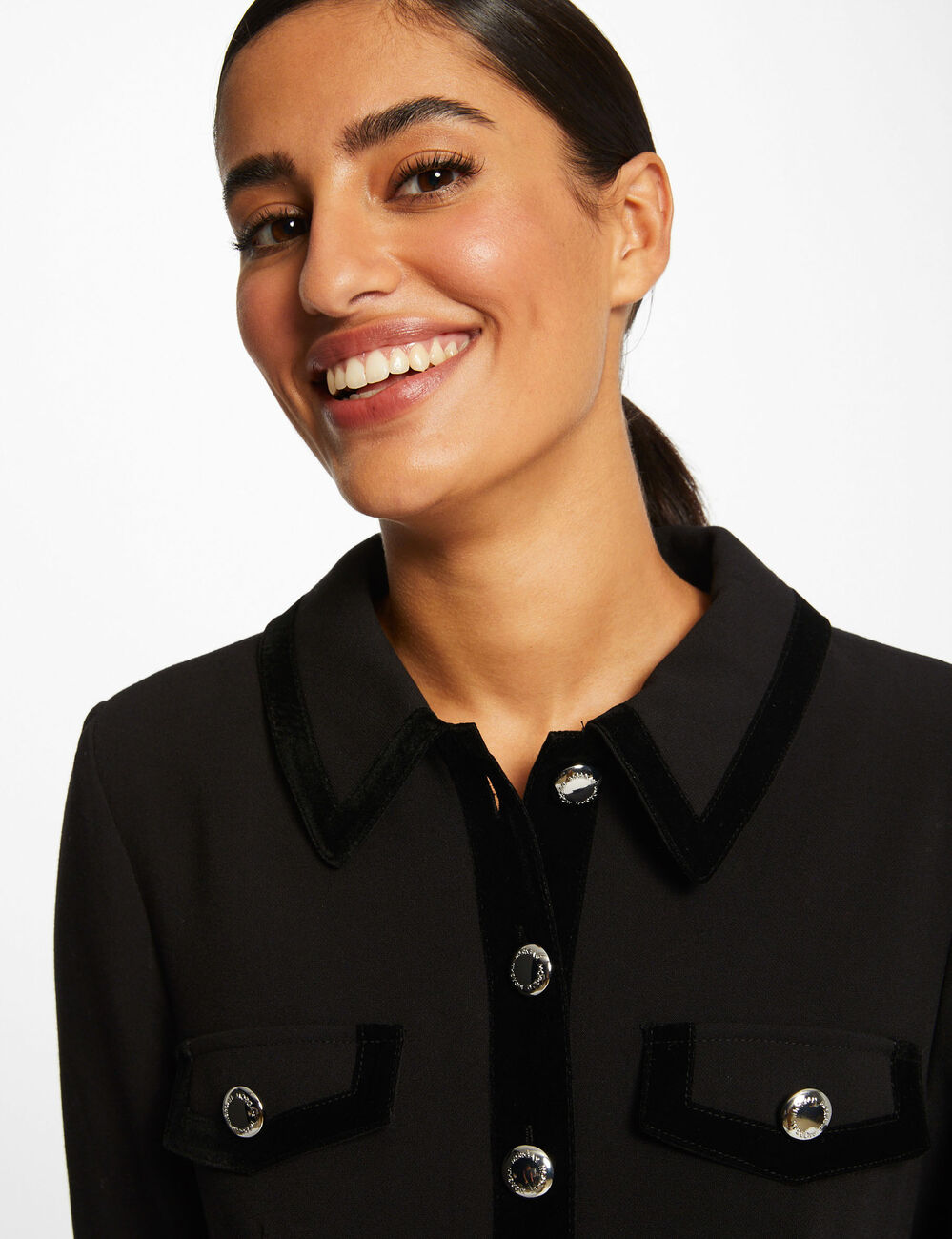 Robe droite manches 3/4 noir femme
