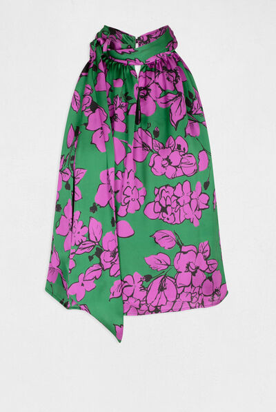 Blouse sans manches imprimé floral violet femme