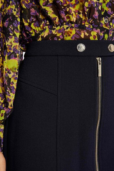 Jupe trapèze zippée marine femme