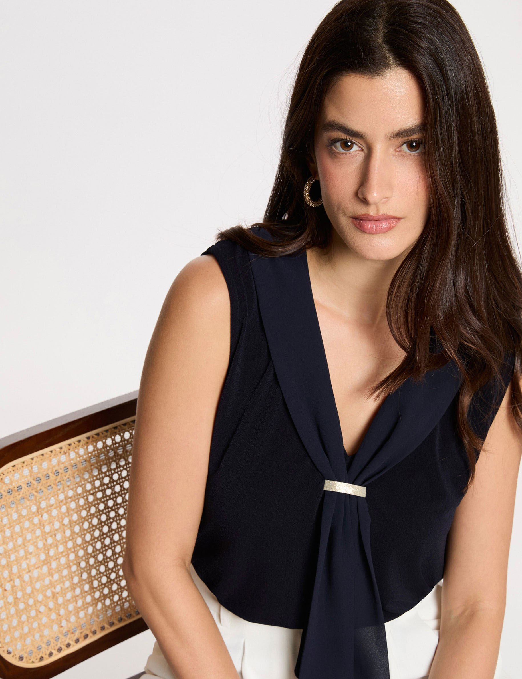 T shirt col lavallière femme - vue 1