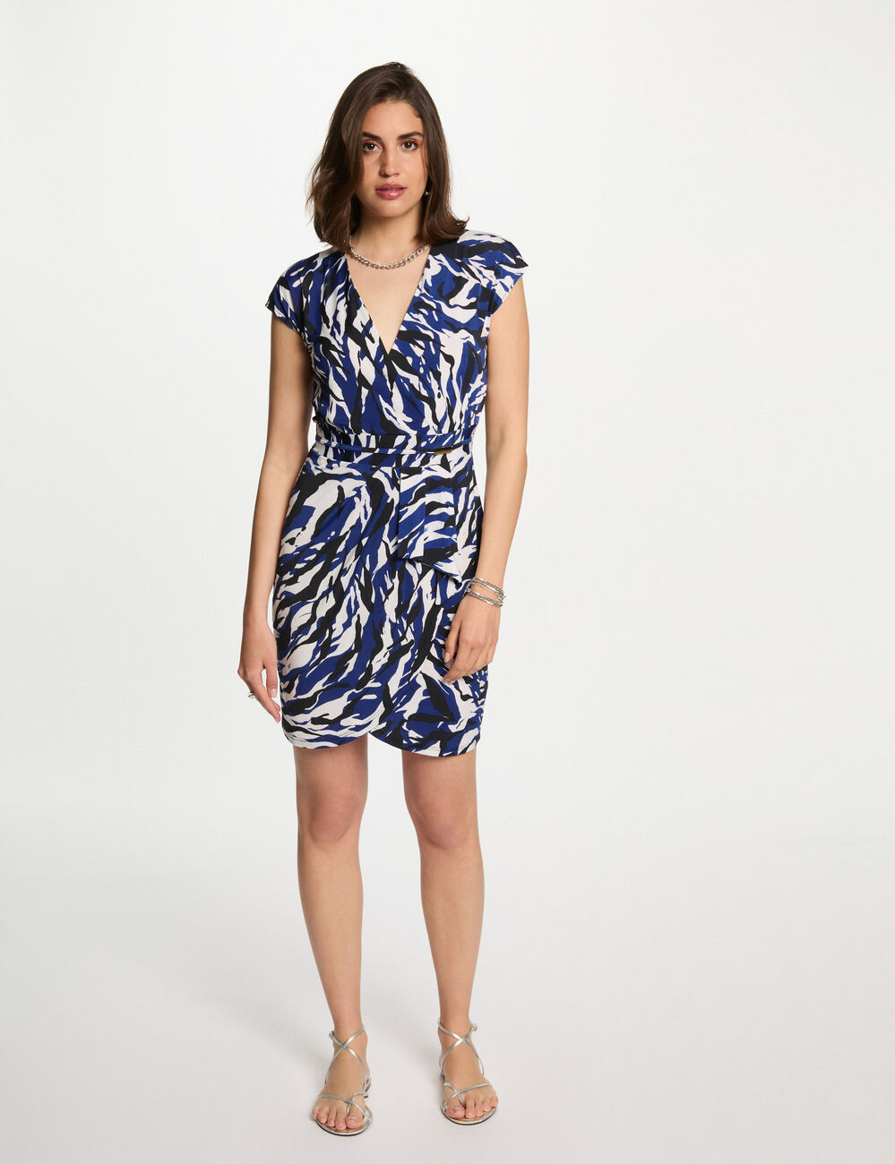 Robe courte ajust&eacute;e imprim&eacute;e multicolore femme