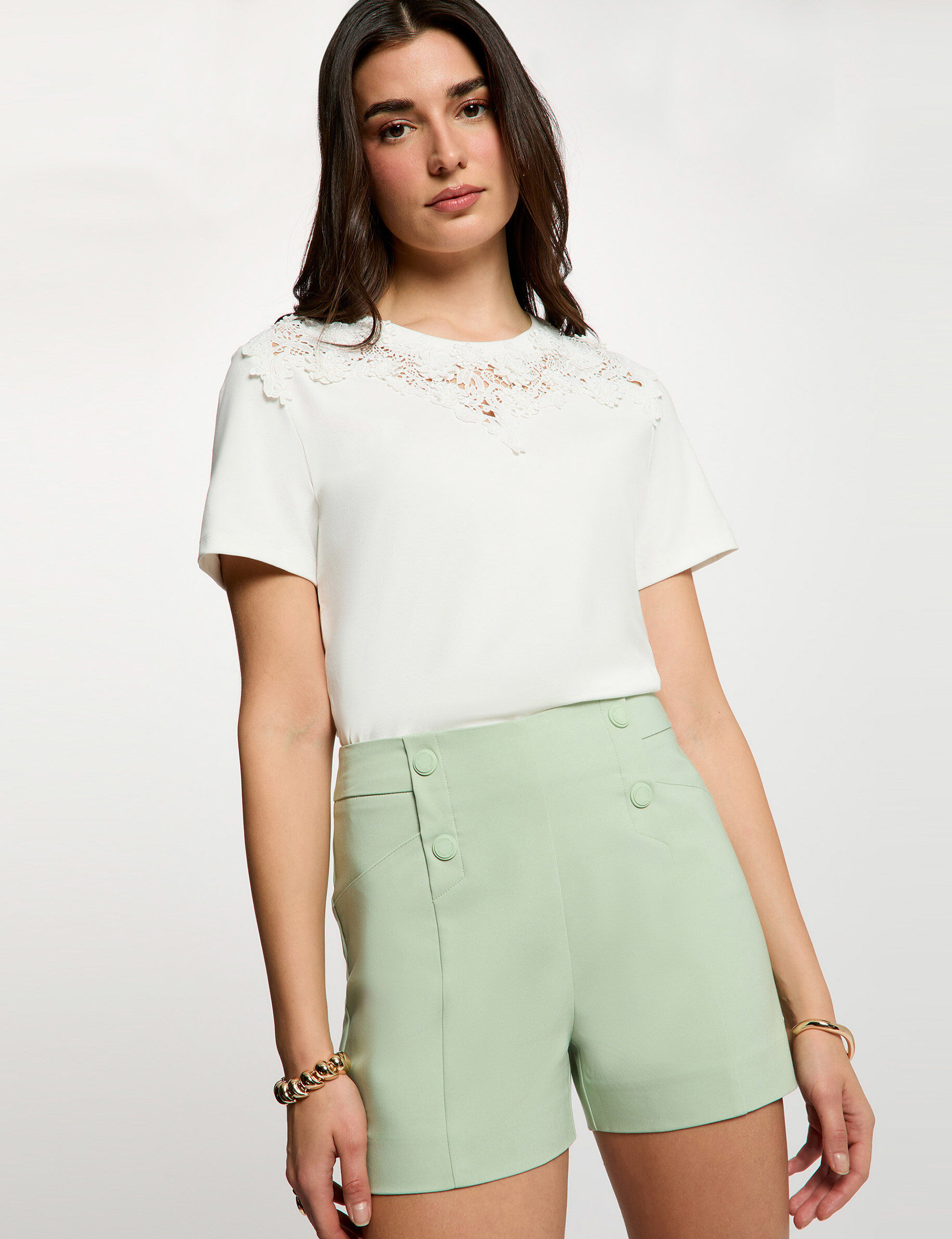 Short droit à pinces pastel femme