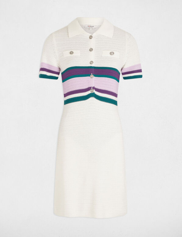 Robe tricot courte ajustée blanc femme