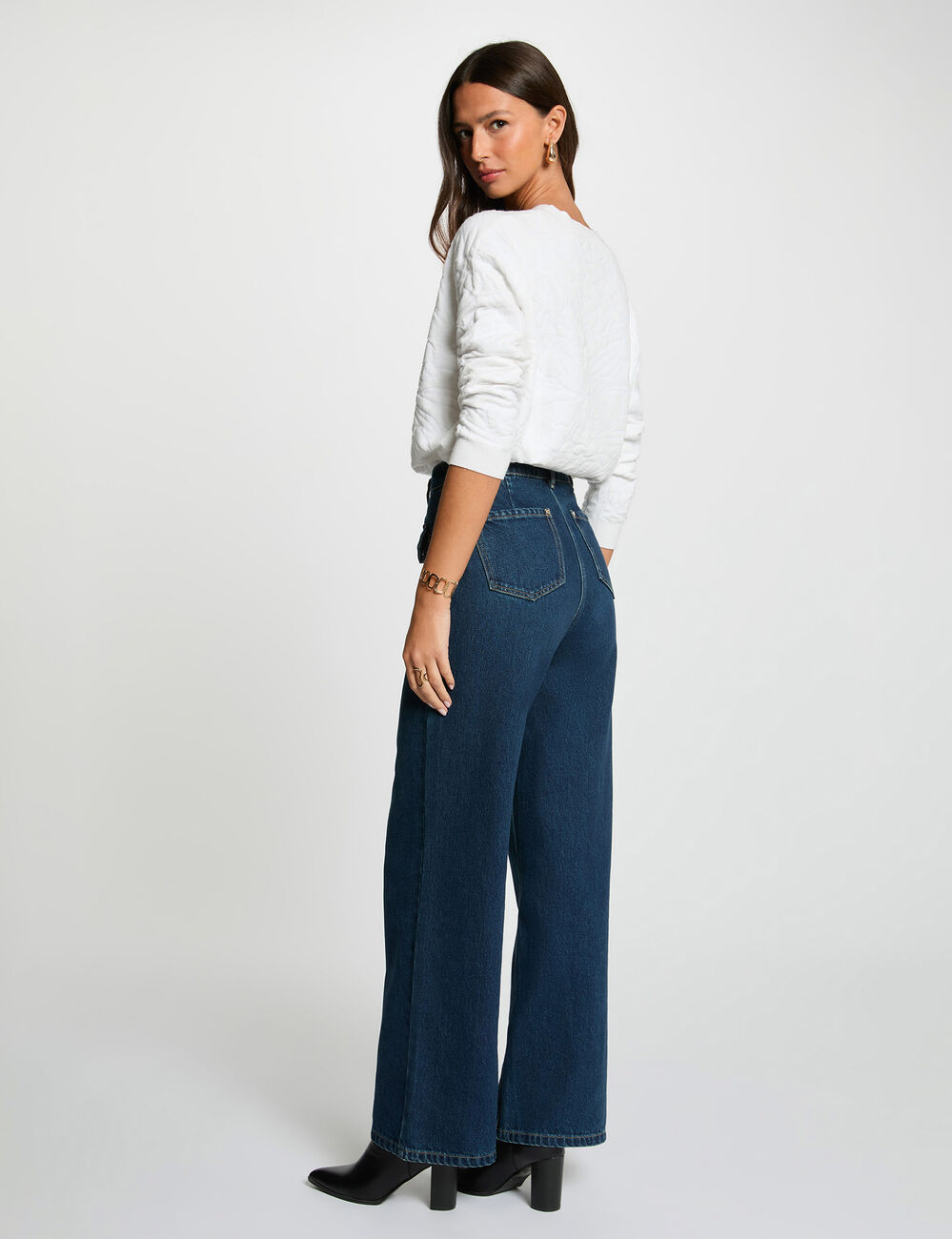 Pull col rond torsadé Bleu foncé