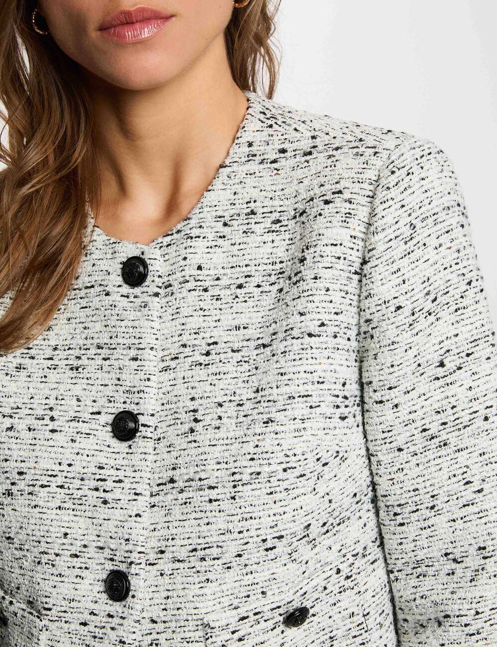 Veste droite col rond ivoire femme