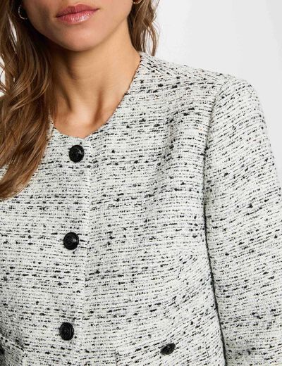 Veste droite col rond ivoire femme
