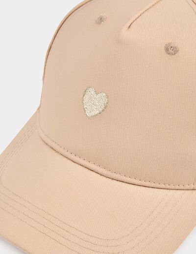 Casquette brod&eacute;e beige femme