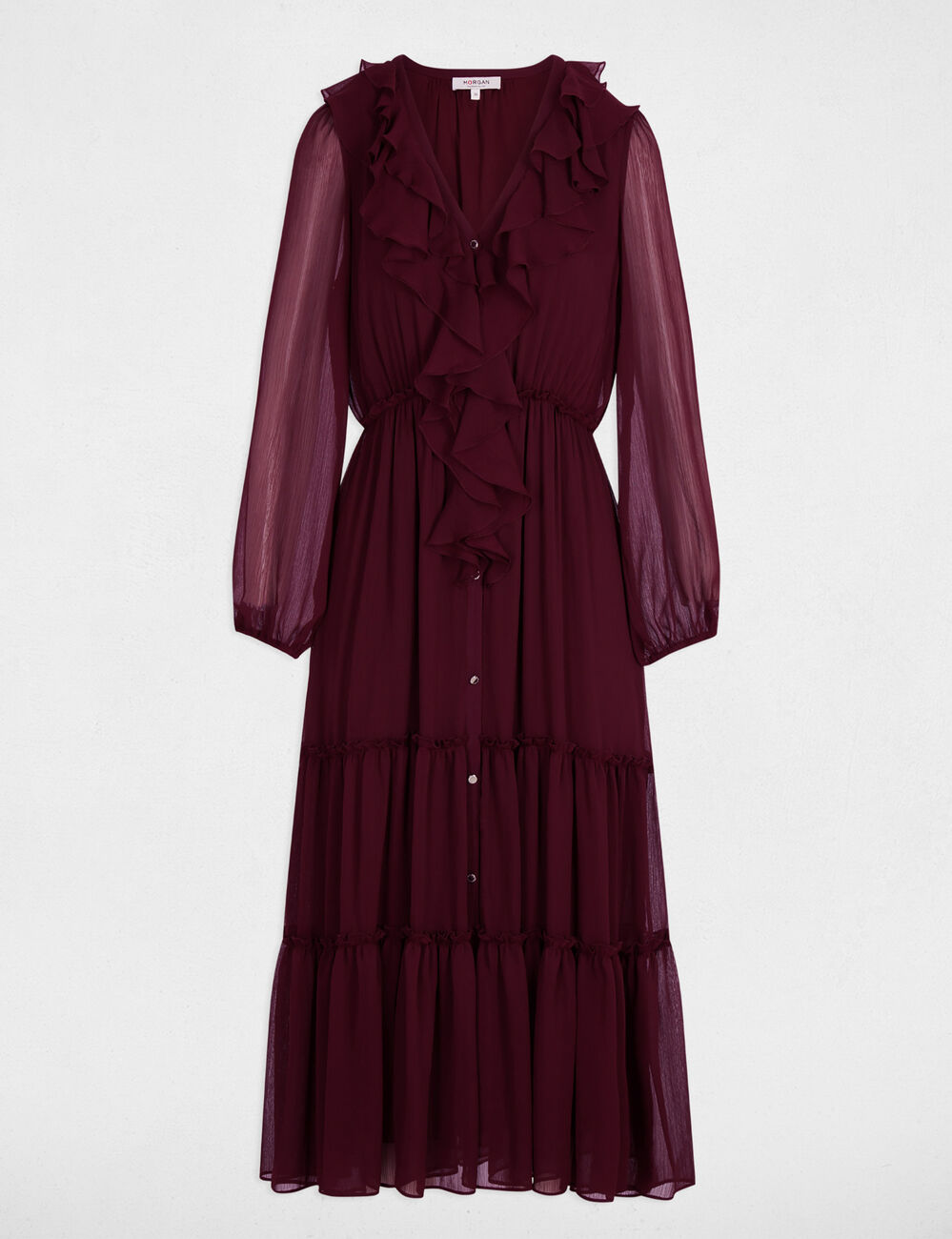 Robe longue fluide prune femme