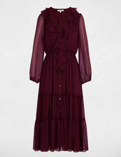 Robe longue fluide prune femme