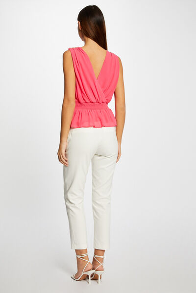 Blouse sans manches détails chaînes rose femme