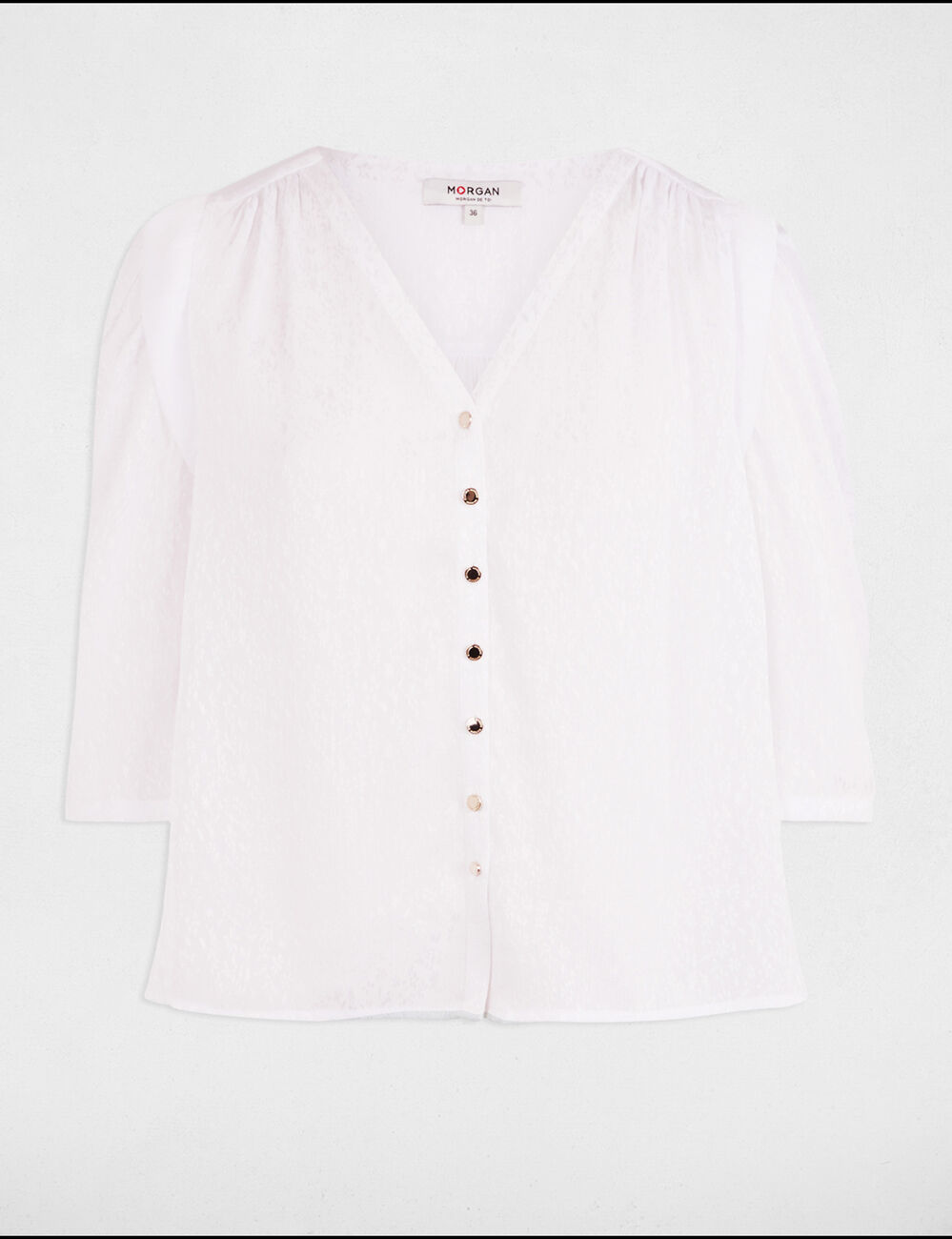 Chemise manches 3/4 blanc femme