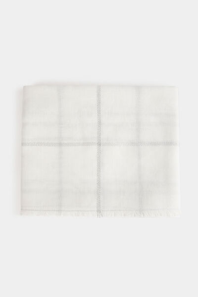 Foulard à carreaux ivoire femme
