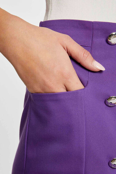 Short city droit à ponts violet fonce femme